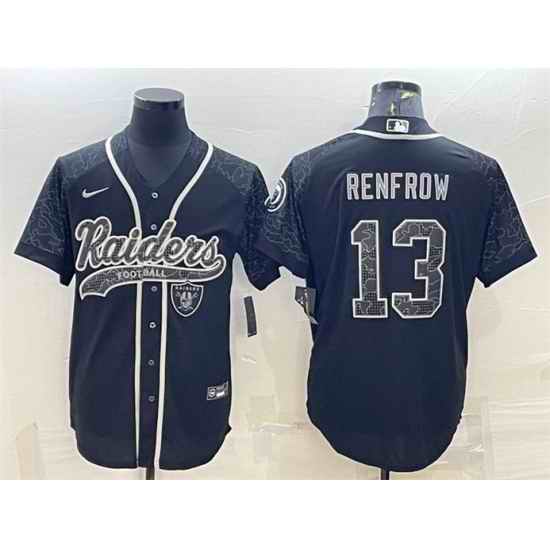 Men Las Vegas Raiders #13 Hunter Renfrow Black Reflective With Patch Cool Base Stitched Baseball Jersey->kansas city chiefs->NFL Jersey