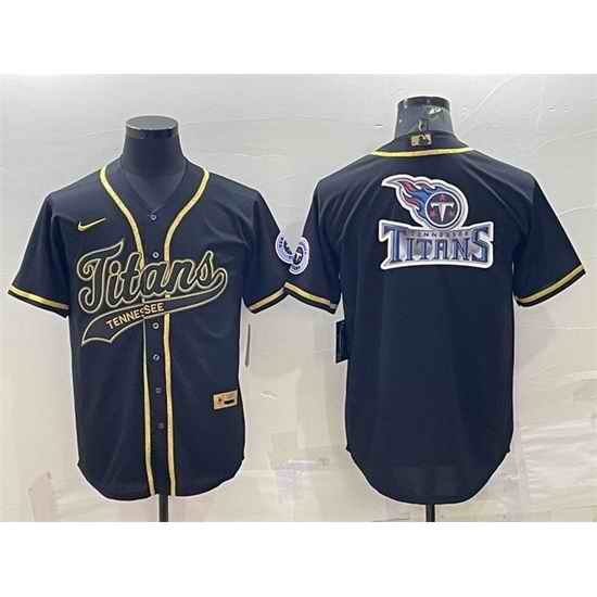 Men Tennessee Titans Black Gold Team Big Logo With Patch Cool Base Stitched Baseball Jersey->seattle seahawks->NFL Jersey