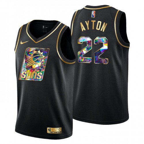 Phoenix Phoenix Suns #22 Deandre Ayton Men’s Golden Edition Diamond Logo 2021/22 Swingman Jersey – Black Men’s->youth nba jersey->Youth Jersey