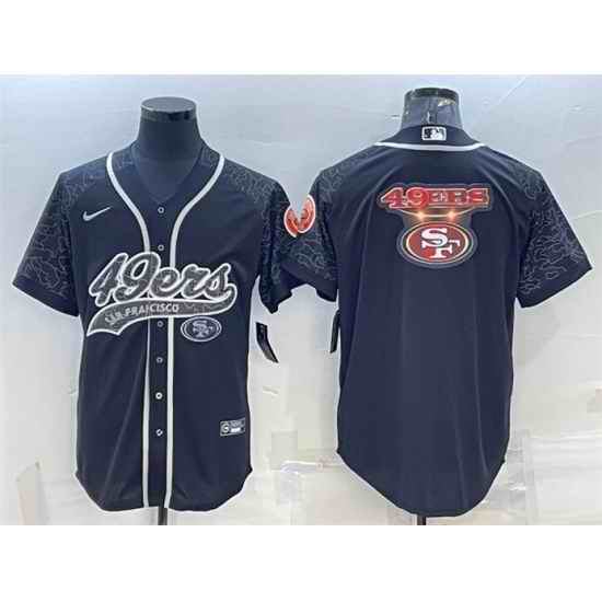 Men San Francisco 49ers Black Reflective Team Big Logo With Patch Cool Base Stitched Baseball Jersey->san francisco 49ers->NFL Jersey