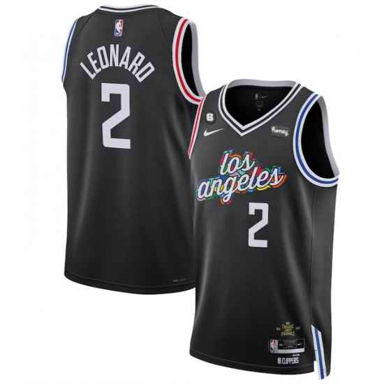 Men Los Angeles Clippers #2 Kawhi Leonard Black 2022 23 City Edition With NO 6 Patch Stitched Jersey->los angeles lakers->NBA Jersey