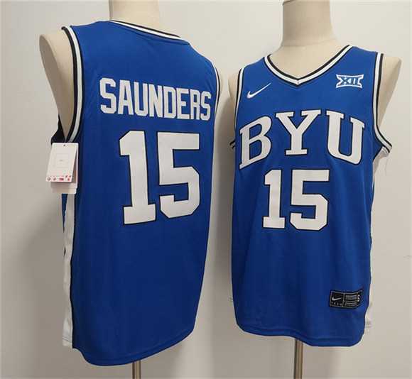 Mens Duke Blue Devils #15 Richie Saunders Blue Stitched Basketball Jersey->college and high school->NBA Jersey