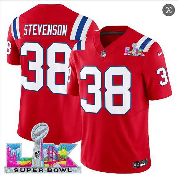 Men%27s New England Patriots #38 Rhamondre Stevenson Red 2025 F.U.S.E. Super Bowl LX Patch Vapor Limited Stitched Jersey->new england patriots->NFL Jersey