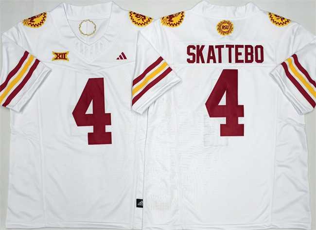 Mens Arizona State Sun Devils #4 Cam Skattebo White 2025 F.U.S.E. Vapor Limited Stitched Jersey->arizona state sun devils->NCAA Jersey
