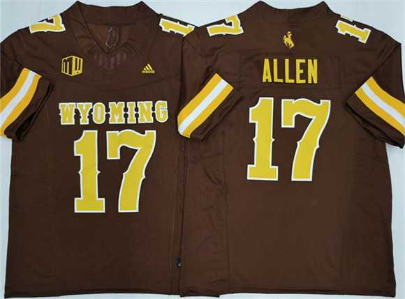 Mens Wyoming Cowboys #17 Josh Allen Brown 2026 F.U.S.E. Stitched College Jersey->wyoming cowboys->NCAA Jersey