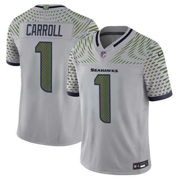 Men%27s Seattle Seahawks #1 Pete Carroll Gray 2025 F.U.S.E. %27Rivalries%27 Vapor Untouchable Limited Stitched Jersey->seattle seahawks->NFL Jersey