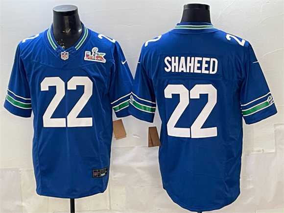 Men%27s Seattle Seahawks #22 Rashid Shaheed Royal 2025 F.U.S.E. Super Bowl LX Patch Vapor Throwback Limited Stitched Jersey->seattle seahawks->NFL Jersey