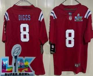 Youth New England Patriots #8 Stefon Diggs Limited Red Super Bowl LX Vapor Jersey->seattle seahawks->NFL Jersey