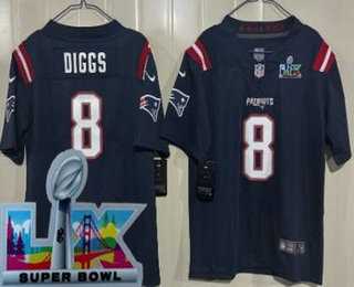 Youth New England Patriots #8 Stefon Diggs Limited Navy Super Bowl LX Vapor Jersey->seattle seahawks->NFL Jersey