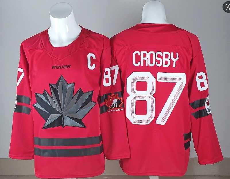 Mens Canada Hockey #87 Sidney Crosby With C Patch Red 2026 Olympics Stitched Jersey->olympics canada jerseys->NHL Jersey