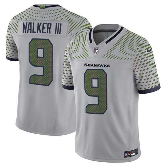 Men%27s Seattle Seahawks #9 Kenneth Walker III Gray 2025 F.U.S.E. %27Rivalries%27 Vapor Limited Stitched Jersey Dzhi->seattle seahawks->NFL Jersey