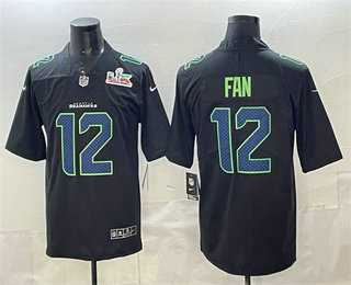 Men%27s Seattle Seahawks #12 Fan Limited Black Super Bowl LX Fashion Vapor Jersey->seattle seahawks->NFL Jersey