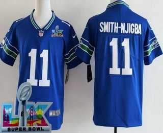 Women%27s Seattle Seahawks #11 Jaxon Smith-Njigba Limited Royal Super Bowl LX Patch Throwback Vapor Limited Stitched Jersey->seattle seahawks->NFL Jersey