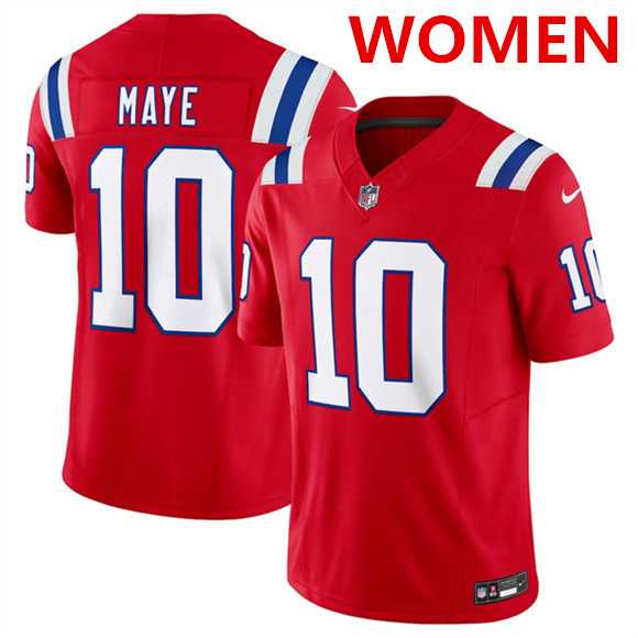 Women%27s New England Patriots #10 Drake Maye Red 2025 F.U.S.E. Vapor Limited Stitched Jersey Dzhi->new england patriots->NFL Jersey