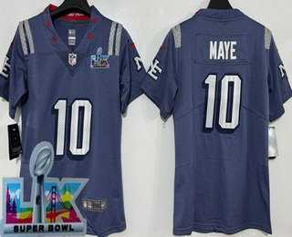 Women%27s New England Patriots #10 Drake Maye Limited Gray Rivalries Super Bowl LX Vapor Jersey->seattle seahawks->NFL Jersey