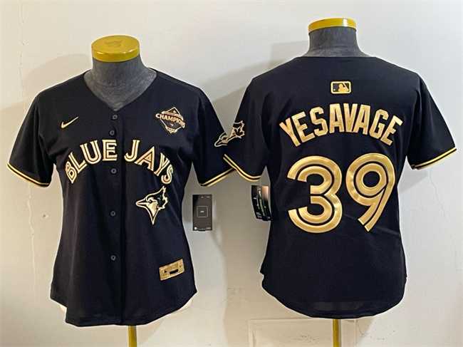 Women%27s Toronto Blue Jays #39 Trey Yesavage Black Gold 2025 American League Champions Limited Stitched Jersey Dzhi->mlb womens jerseys->MLB Jersey