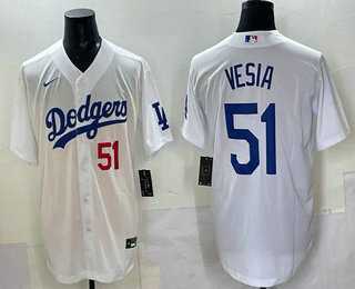 Men%27s Los Angeles Dodgers #51 Alex Vesia White Stitched Cool Base Nike Jersey->toronto blue jays->MLB Jersey
