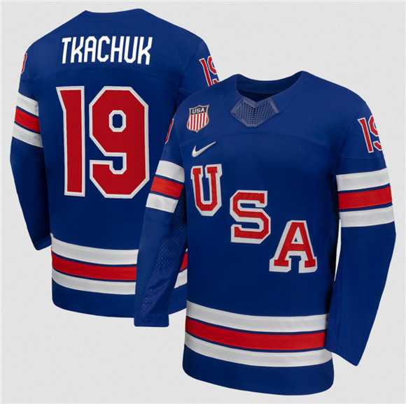Men%27s USA #19 Matthew Tkachuk Royal 2026 Stitched Jersey Dzhi->olympics usa jerseys->NHL Jersey