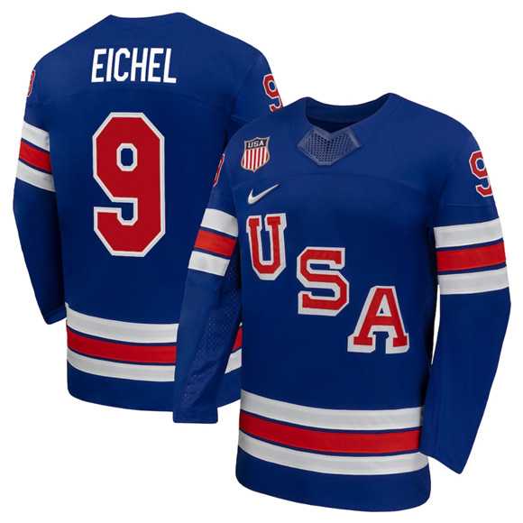 Men%27s USA #9 Jack Eichel Royal 2026 Stitched Jersey Dzhi->tampa bay lightning->NHL Jersey