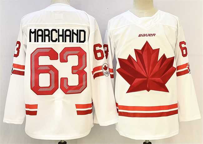 Mens Canada #63 Brad Marchand White Stitched Jersey->olympics canada jerseys->NHL Jersey