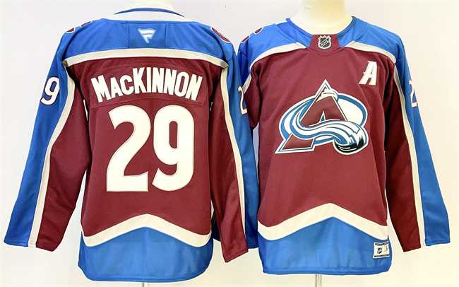 Mens Colorado Avalanche #29 Nathan MacKinnon Burgundy 2024-25 With A Patch Stitched Jersey->nhl womens jerseys->NHL Jersey