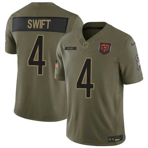 Men%27s Chicago Bears #4 D%27Andre Swift Olive 2025 F.U.S.E. Salute to Service Limited Stitched Jersey Dyin->chicago bears->NFL Jersey