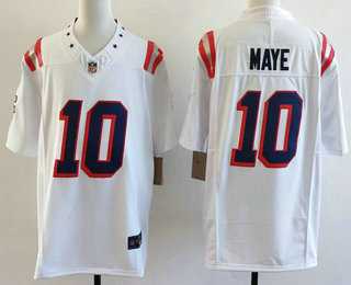 Men%27s New England Patriots #10 Drake Maye Limited White Fashion FUSE Vapor Jersey->new england patriots->NFL Jersey