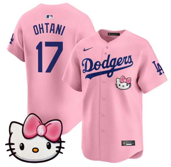 Men%27s Los Angeles Dodgers #17 Shohei Ohtani Pink 2025 Hello Kitty Vapor Limited Stitched Jersey Dzhi->los angeles dodgers->MLB Jersey