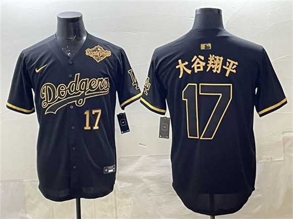 Men%27s Los Angeles Dodgers #17 Shohei Ohtani Black Gold 2025 World Series Patch Limited Stitched Jersey Dzhi->los angeles dodgers->MLB Jersey