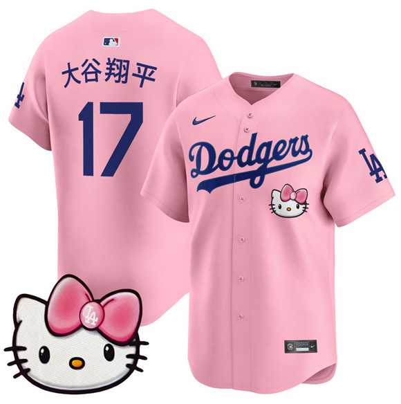 Men%27s Los Angeles Dodgers #17 Ohtani Pink 2025 Hello Kitty Vapor Limited Stitched Jersey Dzhi->los angeles dodgers->MLB Jersey