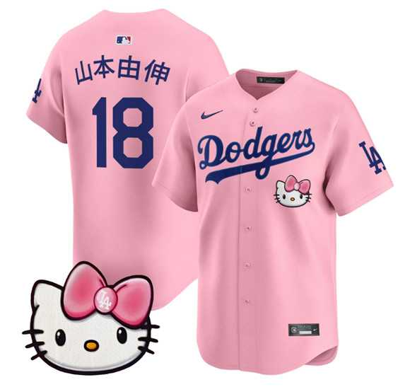 Men%27s Los Angeles Dodgers #18 Yamamoto Pink 2025 Hello Kitty Vapor Limited Stitched Jersey Dzhi->los angeles dodgers->MLB Jersey