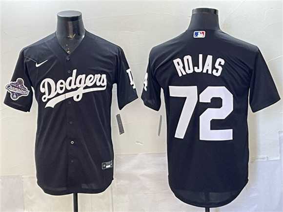 Men%27s Los Angeles Dodgers #72 Miguel Rojas Black 2025 World Series Champions Patch Cool Base Stitched Jersey Dzhi->los angeles dodgers->MLB Jersey
