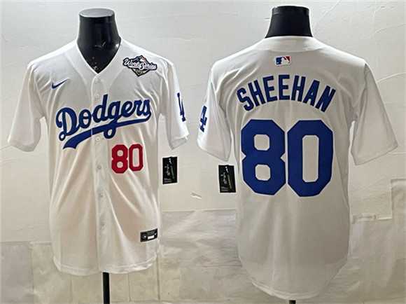 Men%27s Los Angeles Dodgers #80 Emmet Sheehan White 2025 World Series Patch Limited Stitched Jersey Dzhi->los angeles dodgers->MLB Jersey