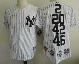 Men%27s New York Yankees 2 20 42 46 White Home Cool Base Cooperstown Collection Commemorative Jersey with 5 World Series Champions Patches Dzhi->los angeles dodgers->MLB Jersey