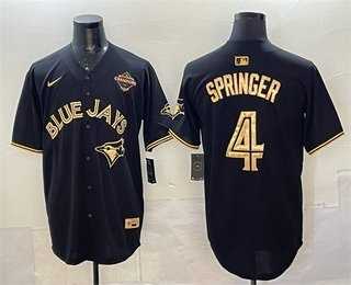 Men%27s Toronto Blue Jays #4 George Springer Black Gold 2025 American League Champions Limited Stitched Jersey Dzhi->los angeles dodgers->MLB Jersey