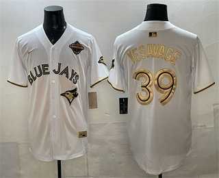 Men%27s Toronto Blue Jays #39 Trey Yesavage White Gold 2025 American League Champions Limited Stitched Jersey Dzhi->toronto blue jays->MLB Jersey