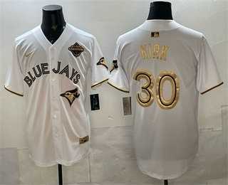 Men%27s Toronto Blue Jays #30 Alejandro Kirk White Gold 2025 American League Champions Limited Stitched Jersey Dzhi->toronto blue jays->MLB Jersey
