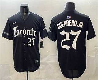 Men%27s Toronto Blue Jays #27 Vladimir Guerrero Jr Black Gothic North Edition Limited Stitched Jersey Dzhi->toronto blue jays->MLB Jersey