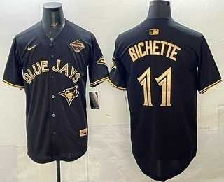 Men%27s Toronto Blue Jays #11 Bo Bichette Black Gold 2025 American League Champions Limited Stitched Jersey Dzhi->toronto blue jays->MLB Jersey