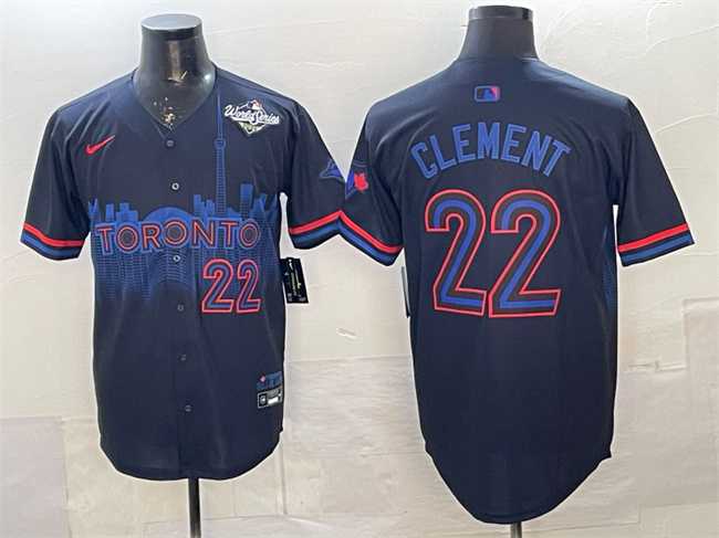 Men%27s Toronto Blue Jays #22 Ernie Clement Navy 2025 World Series City Connect Limited Stitched Jersey Dzhi->toronto blue jays->MLB Jersey