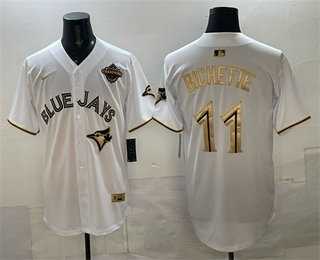 Men%27s Toronto Blue Jays #11 Bo Bichette White Gold 2025 American League Champions Limited Stitched Jersey Dzhi->toronto blue jays->MLB Jersey