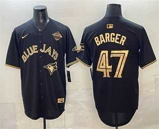 Men%27s Toronto Blue Jays #47 Addison Barger Black Gold 2025 American League Champions Limited Stitched Jersey Dzhi->toronto blue jays->MLB Jersey