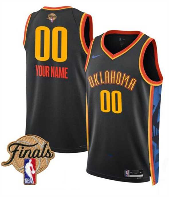 Men%27s Oklahoma City Thunder Active Player Custom Black 2024-25 City Edition Stitched Basketball Jersey->customized nba jersey->Custom Jersey