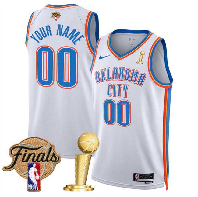 Men%27s Oklahoma City Thunder Active Player Custom White 2025 Finals Patch And Finals Champions Patch Association Edition Stitched Basketball Jersey->customized nba jersey->Custom Jersey