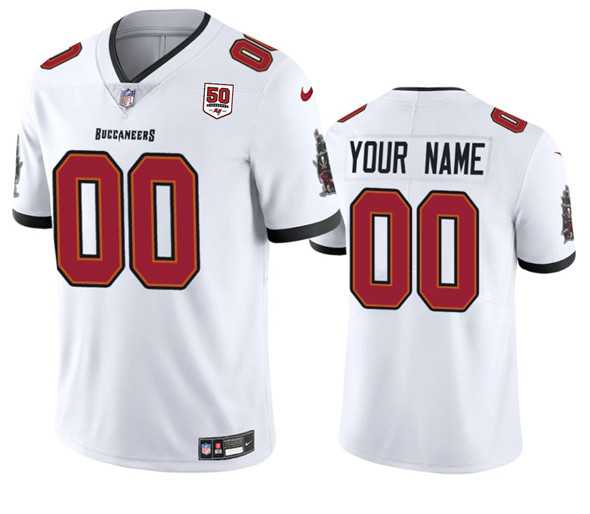 Men%27s Tampa Bay Buccaneers Active Player Custom White 2025 50th Anniversary Patch Vapor Untouchable Limited Football Stitched Jersey->customized nfl jersey->Custom Jersey