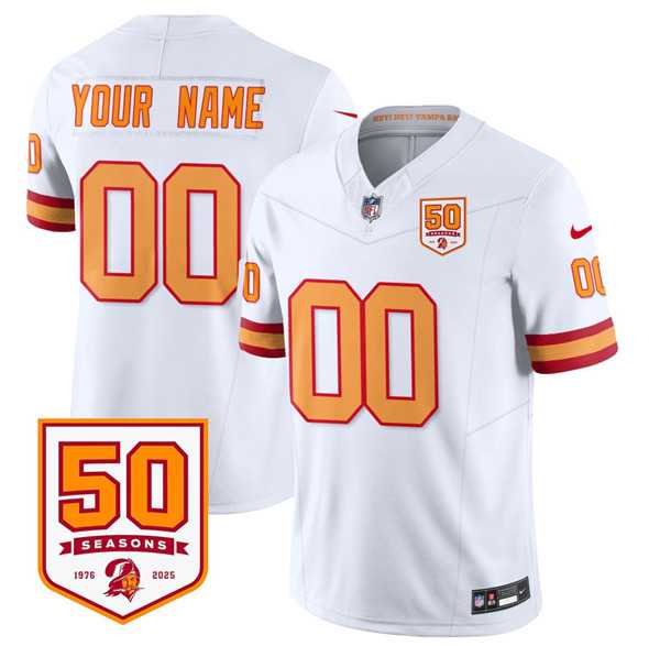 Men%27s Tampa Bay Buccaneers Active Player Custom White 2025 F.U.S.E. 50th Anniversary Patch Vapor Limited Football Stitched Jersey->customized nhl jersey->Custom Jersey
