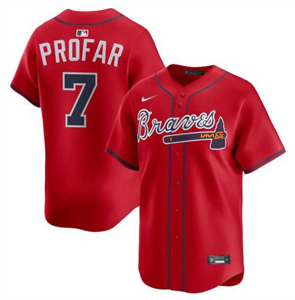 Men%27s Atlanta Braves #7 Jurickson Profar Red 2025 Alternate Limited Stitched Jersey Dzhi->atlanta braves->MLB Jersey