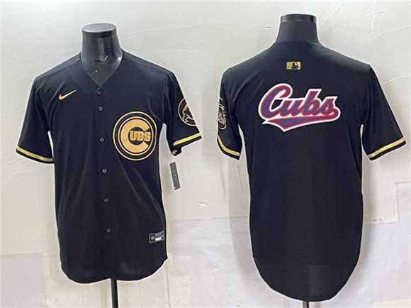 Men%27s Chicago Cubs Team Big Logo Black Gold Limited Stitched Jersey->chicago white sox->MLB Jersey