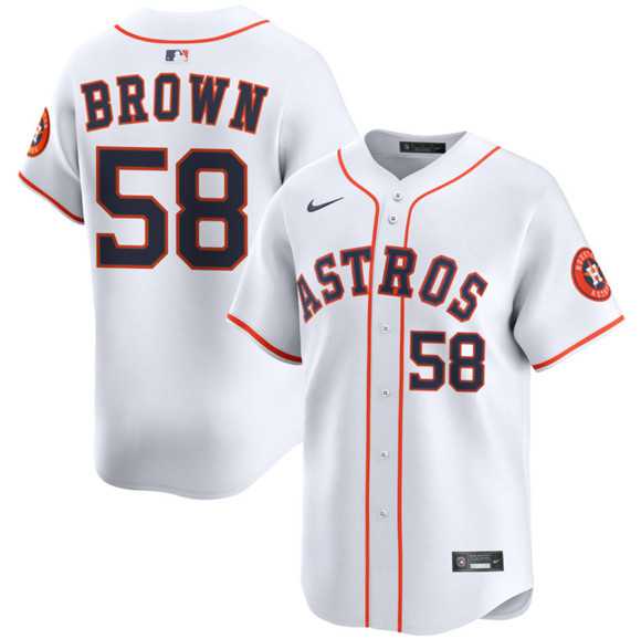 Men%27s Houston Astros #58 Hunter Brown White 2025 Home Limited Stitched Jersey Dzhi->houston astros->MLB Jersey