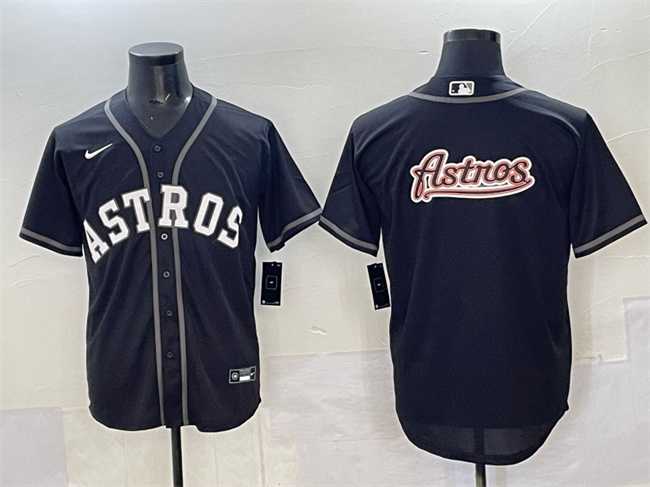 Men%27s Houston Astros Team Big Logo Black Lights Out Limited Stitched Jersey->los angeles dodgers->MLB Jersey